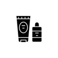 Cosmetics shop black icon concept. Cosmetics shop flat vector symbol, sign, illustration. Royalty Free Stock Photo