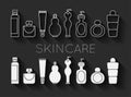 Cosmetics Skin Care Container Outline Silhouette Icons