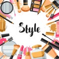 Cosmetics for skincare and makeup. Background for catalog or advertising