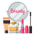 Cosmetics for skincare and makeup. Background for catalog or advertising