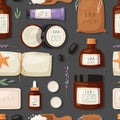 Cosmetics spa branding pack mockup natural body care bottle