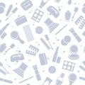 Cosmetics and toiletry icons seamless pattern.