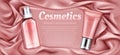 Cosmetics tubes mockup, rose water and cream.