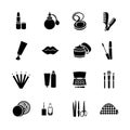 Cosmetics vector set flat web icons. Black and white with cosmetic products Royalty Free Stock Photo