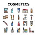 Cosmetics For Visage Skin Treat Icons Set Vector