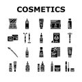 Cosmetics For Visage Skin Treat Icons Set Vector