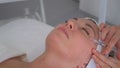 A cosmetologist makes injections of plasmolifting for the face. Plasmolifting procedure.