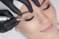 Cosmetologist making permanent makeup Royalty Free Stock Photo