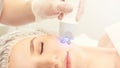 Cosmetology light equipment. Anti age and wrinkle. Microcurrent medicine treatment. Beauty woman. Sincare clinic. aesthetic peelin