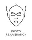Cosmetology and skincare, photo rejuvenation isolated line icon