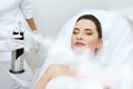 Cosmetology. Woman At Facial Oxygen Cryotherapy At Beauty Centre