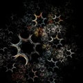 Cosmic abstract fractal background. Abstract stars in the night sky in perspective. 3D rendering. Royalty Free Stock Photo