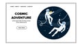 Cosmic Adventure Astronauts In Outer Space Vector
