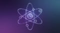 Cosmic Atom in Celestial Dance, Glowing Nucleus and Ethereal Orbits Royalty Free Stock Photo