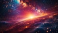 Cosmic background with abstract rays of light. Journey through the universe, galaxies, planets and stars. Time and space concept Royalty Free Stock Photo