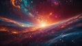 Cosmic background with abstract rays of light. Journey through the universe, galaxies, planets and stars. Time and space concept Royalty Free Stock Photo