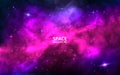 Cosmic background. Space backdrop with bright stars, stardust and nebula. Realistic cosmos with colorful galaxy. Color