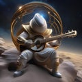 A cosmic bard, a being of pure soundwaves and light, playing a celestial symphony on an asteroid stage2 Royalty Free Stock Photo