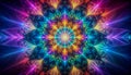 Cosmic Bloom: A Luminous Fractal Mandala Royalty Free Stock Photo