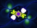Cosmic blue green fractal, flowers shapes futuristic surreal galaxy fractal, lights, abstract background, graphics