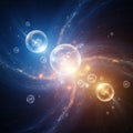 Cosmic bubbles glowing with celestial light and nebulous energy in deep space Royalty Free Stock Photo