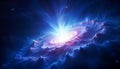 Cosmic Burst of Light Within Spiraling Galactic Cloud in Starry Universe Royalty Free Stock Photo