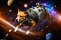 Cosmic Canine A Portrait of a Dog in Space.AI Generated