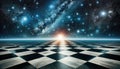 Cosmic Checkered Floor with Distant Starlight Royalty Free Stock Photo