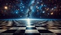 Cosmic Checkered Floor with Distant Starlight Royalty Free Stock Photo