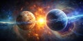 Cosmic Collision Two Planets Colliding AI Generative