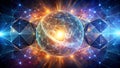 Cosmic Collision: Where Triangles and Circles Intertwine AI Generated