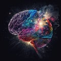 Cosmic colorful magic brain mind thoughts illustration, universe space Generative AI illustration