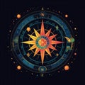 Cosmic Compass A Compass Icon With Celestial Elements Such. Generative AI