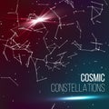 Cosmic Constellations Background Vector. Abstract Glowing Space Pisces