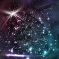 Cosmic Constellations Modern Background Vector. Sparkling Nights Abstract Sky With Stars