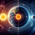 Cosmic Convergence: Stars, Moon, Earth, and Sun in Perfect Alignment.