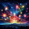 Cosmic Crescendo: Celestial Fireworks Lighting up the Sky