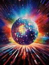 Cosmic Dance: Otherworldly Disco Ball Radiating Energy in Space. Generative ai