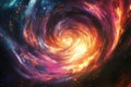 Cosmic Dance, A Whirlwind of Color and Light in the Galaxy's Embrace Royalty Free Stock Photo