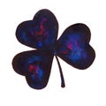 Cosmic dark blue and purple shamrock illustration