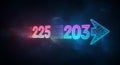Cosmic data transition showing change from 225 to 203 Royalty Free Stock Photo