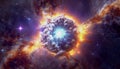 Cosmic Debris from a Supernova Explosion in Space with Stars and Galaxies, Generative AI