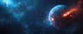 Cosmic digital sphere in outer space with glowing binary code