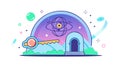Cosmic Dome Key Icon for Universal Knowledge and Exploration, vector design Generative AI Royalty Free Stock Photo