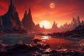 Cosmic dreamscape: imaginative fantasy landscape of alien planet