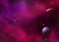 Cosmic galaxy background with colorful nebula, stardust and bright shining stars. Outer space with falling stars comet. Royalty Free Stock Photo