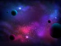 Cosmic galaxy background with nebula, stardust and bright shining stars. Brochures, posters, or banner design. Royalty Free Stock Photo