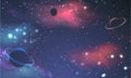 Cosmic galaxy background with nebula, stardust and bright shining stars. Brochures, posters, or banner design. Royalty Free Stock Photo