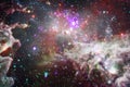 Cosmic galaxy background with nebulae, stardust and bright stars