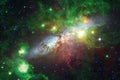 Cosmic galaxy background with nebulae, stardust and bright stars Royalty Free Stock Photo